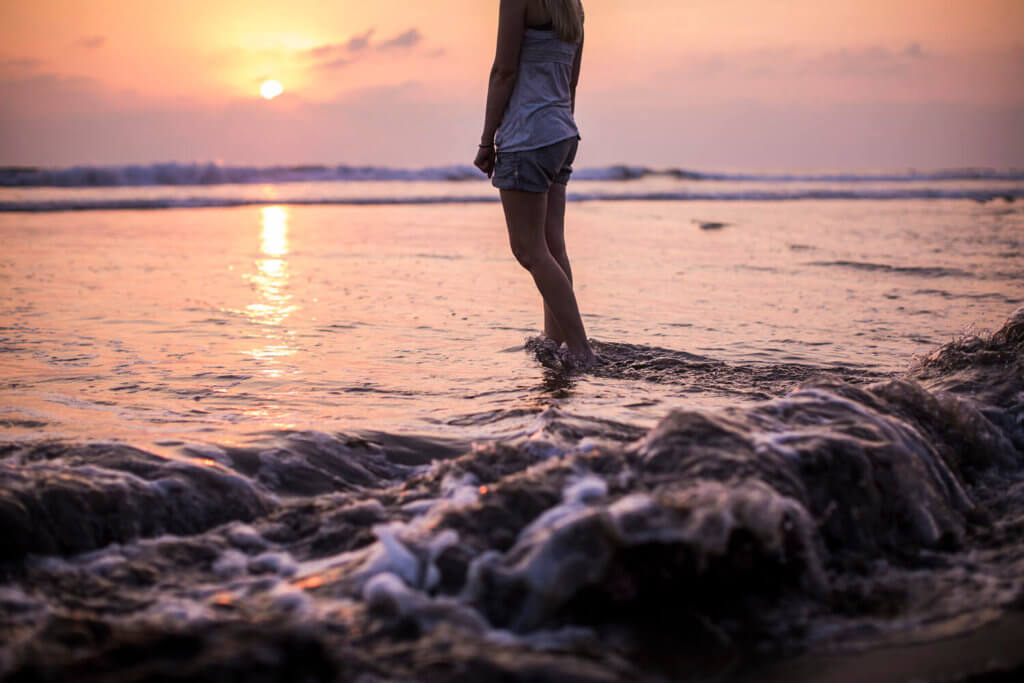 Wading into the ocean in Mexico