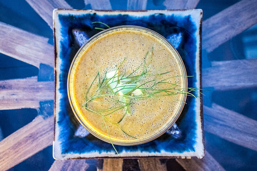 Raw gluten free ginger carrot gazpacho